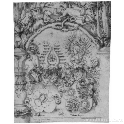 Объединеные гербы Бернхарда III, графа фон Эберштайн, и Кунигунды, графини фон Зоннеберг