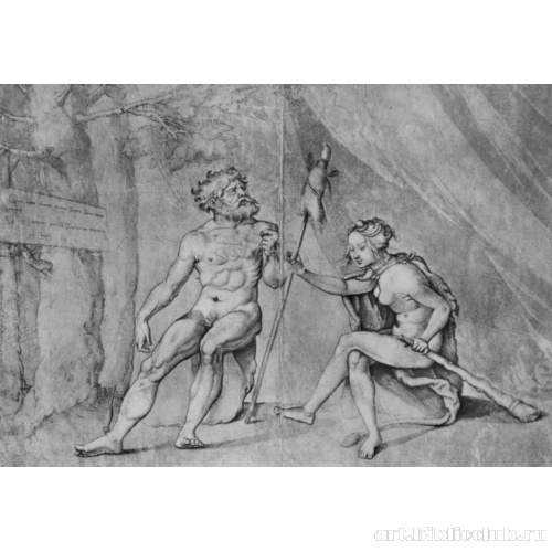 Геракл у Омфалы, с прялкой