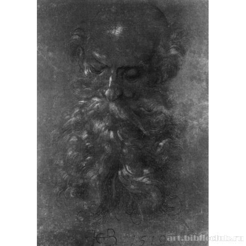 Голова бородатого старика с опущенными глазами