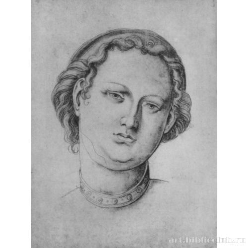 Голова девушки с обручем на шее