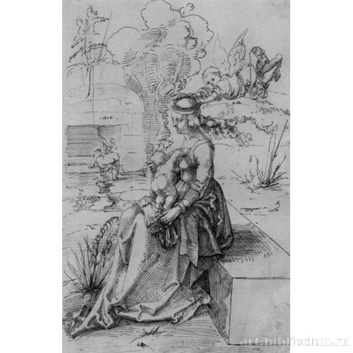 Мадонна с младенцем, коронуемая ангелом