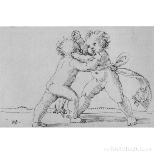 Молитвенник императора Максимилиана I, фрагмент: Борющиеся путти