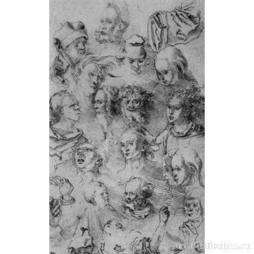 Лист с этюдами голов