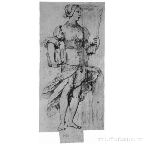 Женская аллегорическая фигура книгой и крестом (Вера)