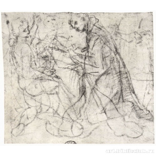 Лист с наброском сцены Благовещения