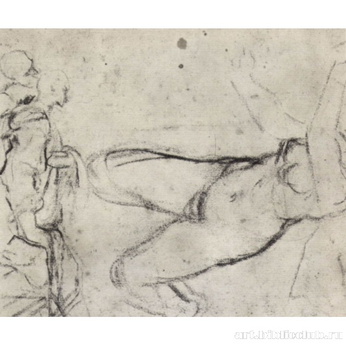 Лист с набросками: Обнаженная и фигуры