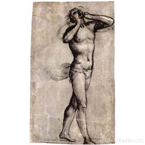 Этюд натурщика для фигуры грешника