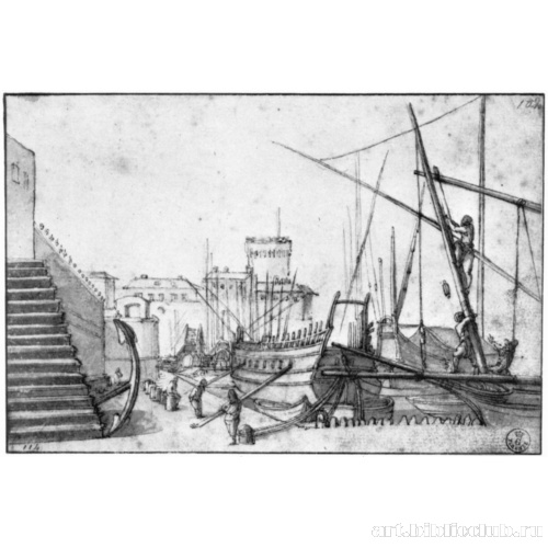 Вид гавани с парусными судами