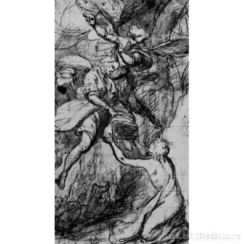 Даниил во рву львином получает пищу от пророка Аввакума