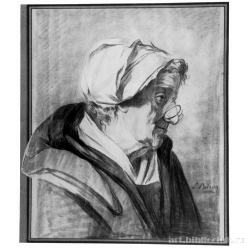 Пожилая женщина в профиль