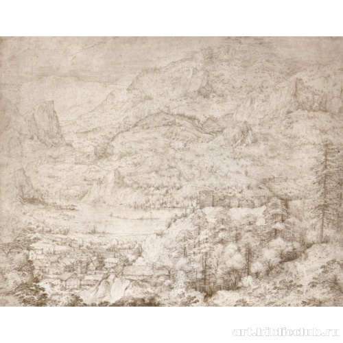 Альпийский пейзаж с рекой, деревней и замком