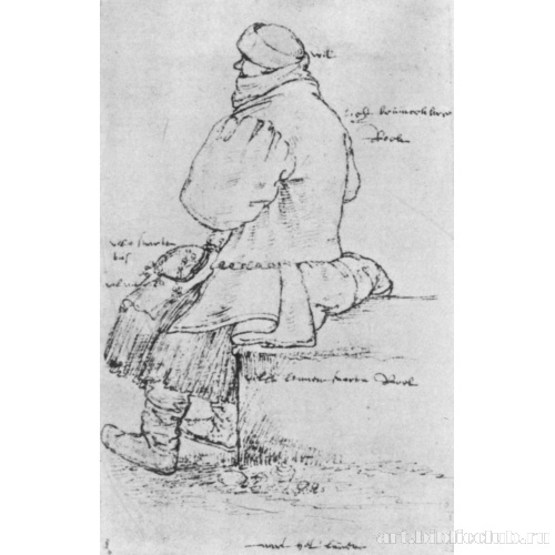 Старая крестьянка, фигура в профиль