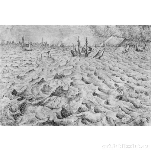 Морской пейзаж с видом Антверпена на заднем плане