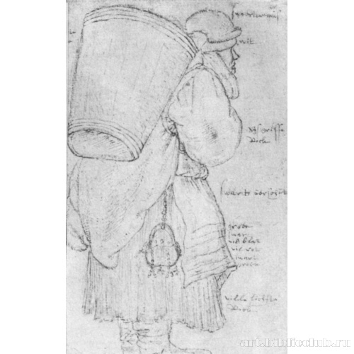 Крестьянка с коробом, фигура со спины