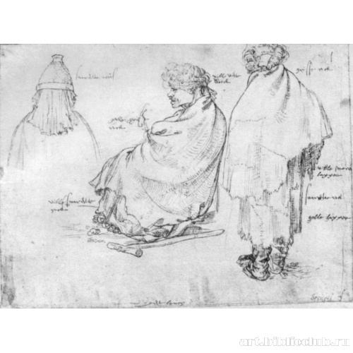 Лист этюдов с фигурой сидящего нищего