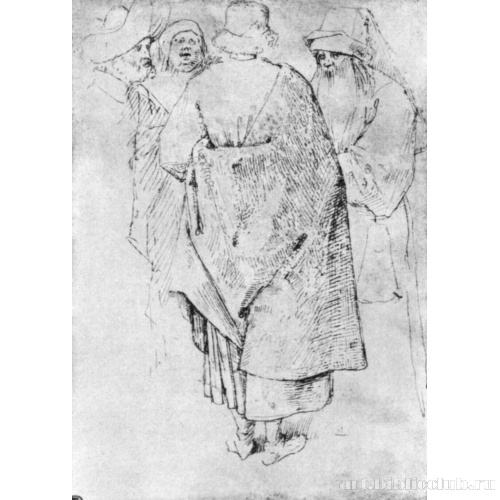 Лист этюдов, четверо стоящих разговаривающих мужчин