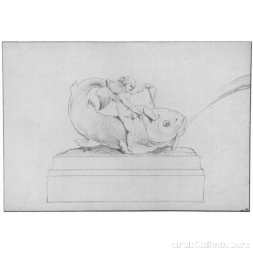 Фонтан в виде дельфина с амуром, повернут вправо