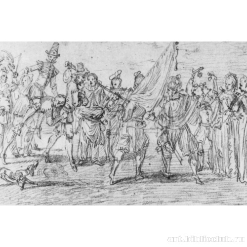 Актеры, разыгрывающие пародию на военный парад