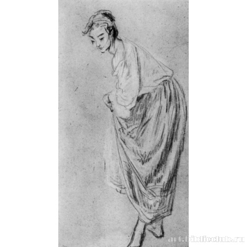 Стоящая женщина, поднявшая подол юбки