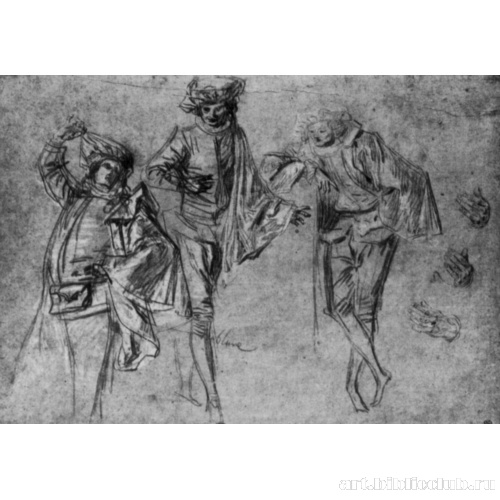 Лист с тремя этюдами актера этюдами рук