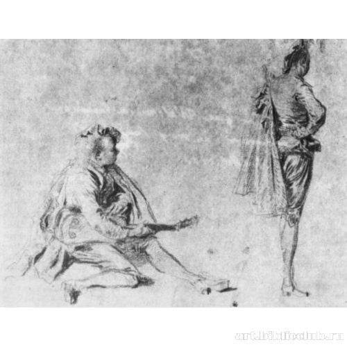 Лист с этюдами двух молодых мужчин, сидящего и стоящего