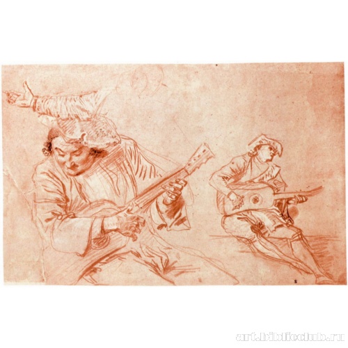 Лист с двумя этюдами гитаристов и этюдом правой руки