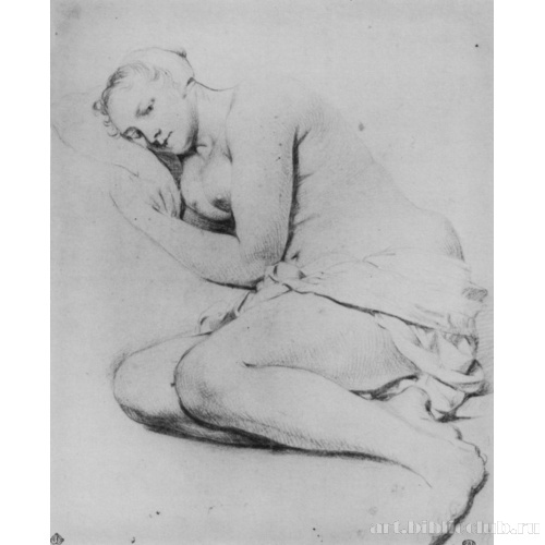 Лежащая обнаженная молодая женщина