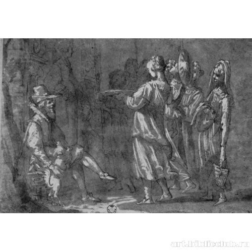 Женщины и дети с подношением перед знатным господином