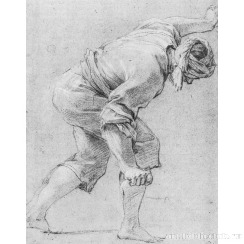 Этюд согнувшегося мужчины в тюрбане