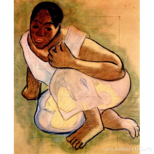 Скорчившаяся таитянская девушка