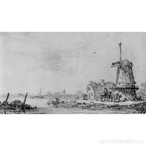 Пейзаж с ветряной мельницей