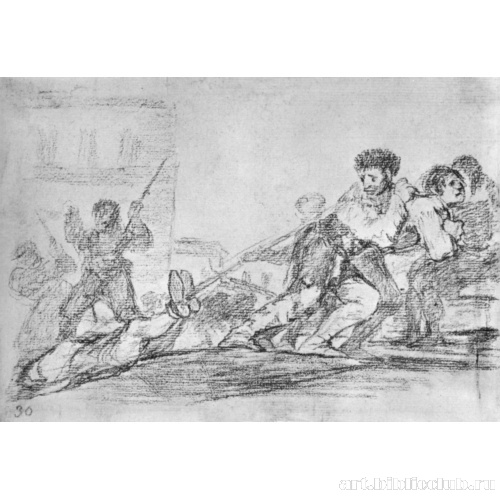 Рисунок для серии офортов «Бедствия войны»: Бедствие 29, Он это заслужил