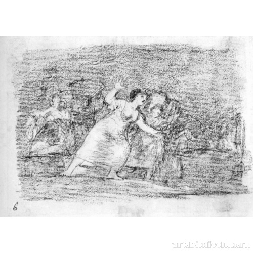 Рисунок для серии офортов «Бедствия войны»: Солдаты и бегущие женщины