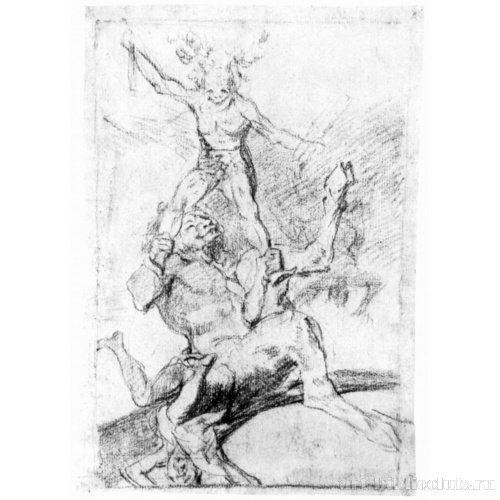 Рисунок для серии офортов «Капричос»: Вверх и вниз