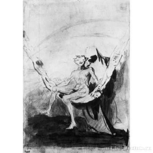 Рисунок для серии офортов «Капричос»: Качели для ведьмы