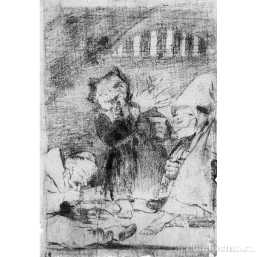 Рисунок для серии офортов «Капричос»: Маленькие домовые