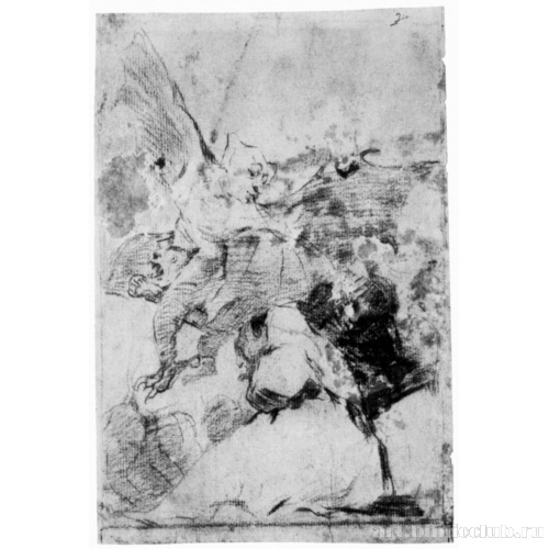 Рисунок для серии офортов «Капричос»: Наушники