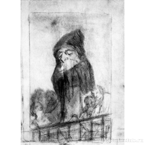 Рисунок для серии офортов «Капричос»: Великан на балконе