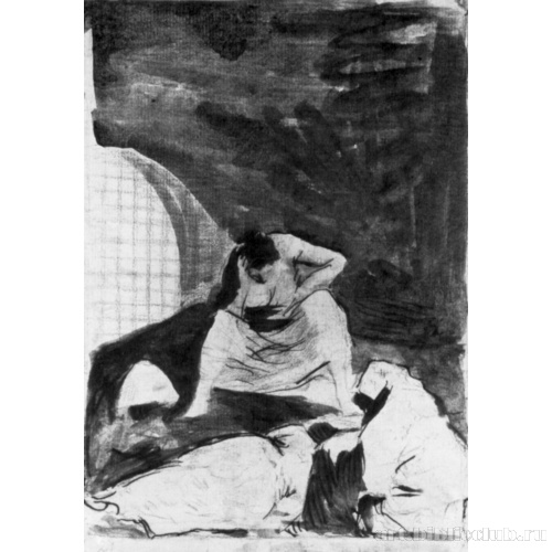 Рисунок для серии офортов «Капричос»: Их одолевает сон