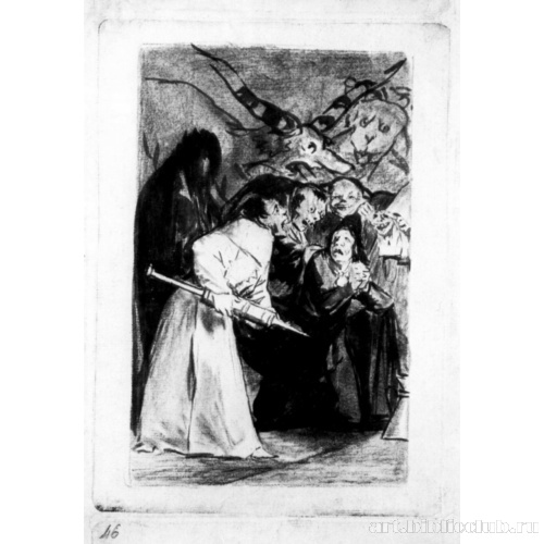 Рисунок для серии офортов «Капричос»: Проглоти это, собака