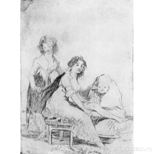 Рисунок для серии офортов «Капричос»: Она молится на него