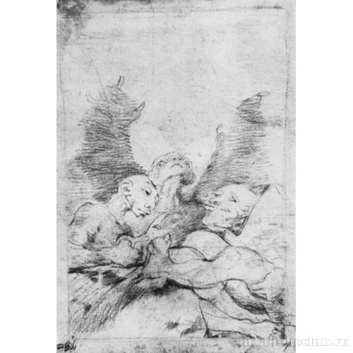 Рисунок для серии офортов «Капричос»: Прихорашиваются