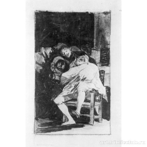 Рисунок для серии офортов «Капричос»: Она его бреет