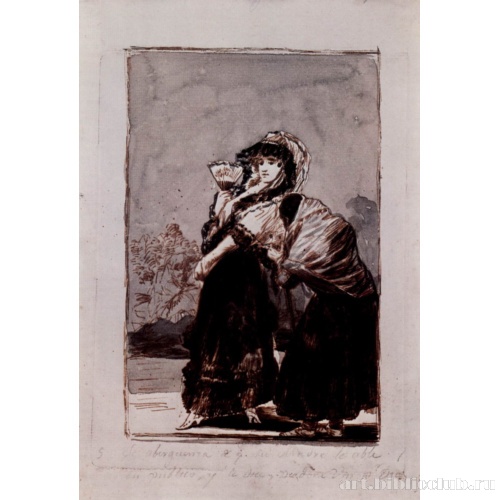 Рисунок для серии офортов «Капричос»: Она стыдится собственной матери