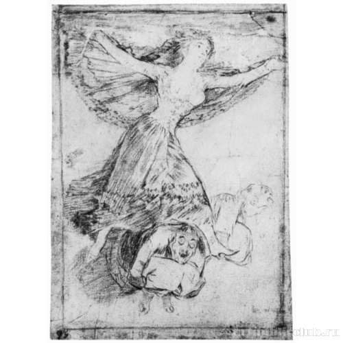 Рисунок для серии офортов «Капричос»: Они взлетели