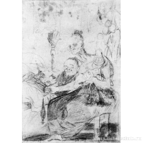 Рисунок для серии офортов «Капричос»: Тонко прядут