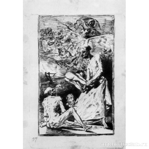 Рисунок для серии офортов «Капричос»: Поддувает