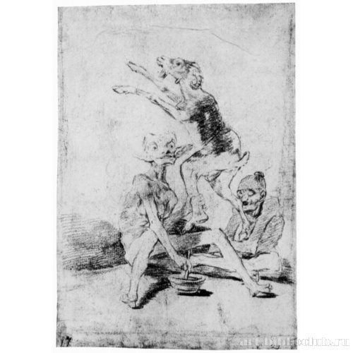 Рисунок для серии офортов «Капричос»: Погоди, тебя подмажут