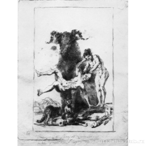 Рисунок для серии офортов «Капричос»: Первая попытка взлететь