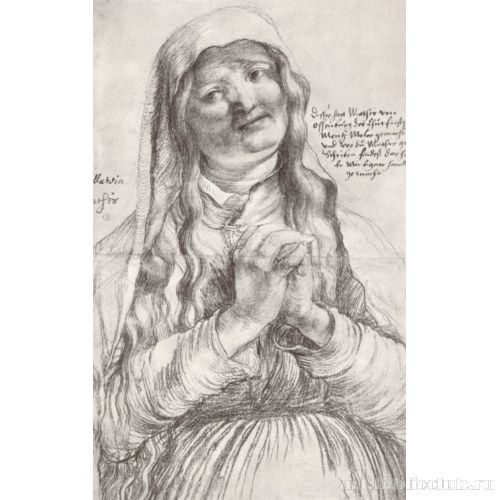 Пожилая женщина со сцепленными кистями рук